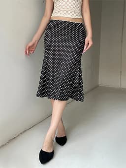 Women's Midi Skirts Dot Print Low Waist Skirts Spring Summer Casual Skirts 2026 Fashion Casual Elegant Clothes