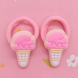 2Pcs/Set Sweet Cake Ice Cream Shape Hair Accessories Colorful Nylon Headband Kids Ponytail Holder Scrunchie Ornaments Gift