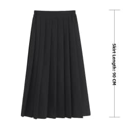 Black Midi Pleated Skirt Student Uniform Style JK Skirt Elastic Waist Polyester Fiber Casual Wear Summer Season