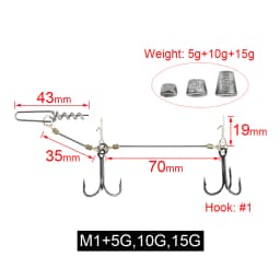 Spinpoler Multi-Depth Pike Stinger Rigs Fishing Hook #6 #1/0 #2/0 With Sinker Weight 5g 7g 10g 15g 20g Systerm Kit For Swimbait