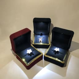 New in LED Light Jewelry Box Ring Earrings Earnail Pendant Organizer Imitation Leather Velvet Decorative Gold Frame Storage Box