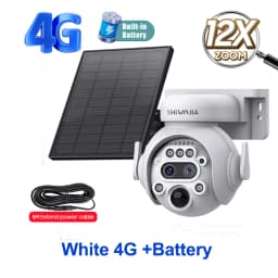 SHIWOJIA 4K 8MP Solar Camera 4G SIM/ WIFI Solar Security Camera 12X ZOOM Color Night Vision Surveillance PIR Monitor PTZ Camera