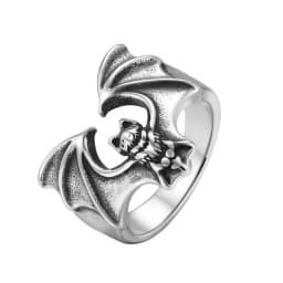 Fashion Gothic Bat Ring for Men, Non-fading Stainless Steel Creative Animal Rings, Punk Unique Design Finger Jewelry Size 8-11