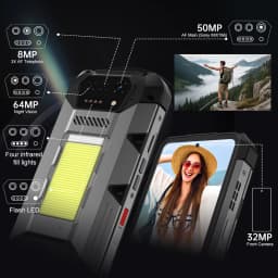 Unihertz Hike 8849 Rugged Smartphone Android 14 with 200 Meter Flashlight 23800mAh Dual Speaker 24GB 512GB G200 CPU NFC