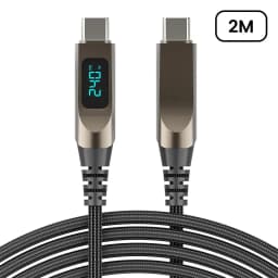 Digital Display USB C to USB C Cable 5A Type C to Type C Nylon Braided Data Cord PD Fast Charging for iPhone15 16 Samsung Xiaomi