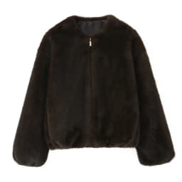 Fall 2025 New Women's Fashionable Versatile Artificial Fur Effect Jacket Coat Long Sleeve Zipper Closure Commute Style 6318288