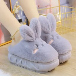 White Rabbit Hare Slippers Women's Cute Animal Platform Home Mules Shoes Girls Bedroom Plush Slides Slipper Ears Indoor Shoes