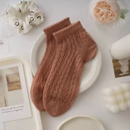 Cotton Women's Socks Frilly Ruffle Socks Spring Summer Casual Ankle Short Boat Socks Loose Knitting Solid Color Mid Tube Sock