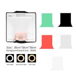 30cm Photography Tabletop Lightbox Desktop Portable Photo Studio Ring LED Light Box 5pc Color Backgrounds Soft Shooting Tent Box
