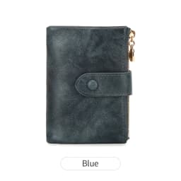 Retro Wallet Women's Short Three Fold Large Capacity Double Zipper ID Credit Card Holder Minimalist Solid Color Lady Coin Purse