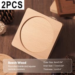 2PCS Wooden Coaster Tea Coffee Cup Pad Walnut Durable Heat Resistant Round Bowl Teapot Mat Home Wood Placemats Decor Coasters