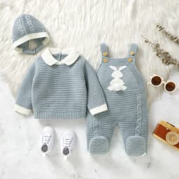 Baby Clothes Sets Winter Warm Knit 3pcs Infant Girls Sweaters Pullovers+Rompers+Hats Outfits Sets Autumn Toddler Boys Suits 0-9m
