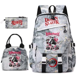Demon Slayer Anime Backpack Set for Girls Demon Slayer 3Pcs School Bag Lunch Kit Pouch