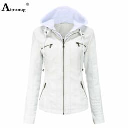 Yellow Red Faux Pu Leather Jackets 2025 Spring Autumn Fashion Zip up Top Outerwear Lady Basic Coats Plus Size Female Jackets New