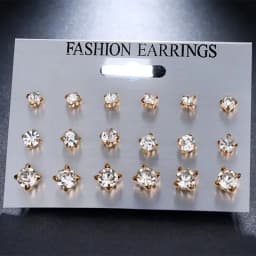 Sparkling 9/18-Pairs Classic Stud Earrings Set for Women,Rhinestone Studded, Perfect for Everyday Wear and Festive Celebrations