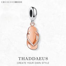 Rose Gold Flip Flop Slipper 925 Sterling Silver Charms For Women Men New DIY Accessories Ethnic Fashion Jewelry