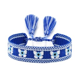Fashion Woven Bracelets Stackable Evil Eyes Embroidered Tassel Bracelets Everyday Style