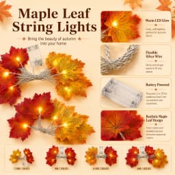 1pc 10/20/30/40 Fall Harvest Maple Hanging String Light Battery Powered Garden Lamp Perfect For Party Wedding Halloween Decor