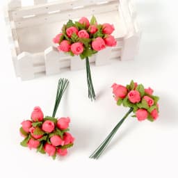 12Pcs Mini Artificial Rose Flowers Bouquet Silk Fake Flowers For Home Decor DIY Wedding Decoration Craft Wreath Gift Accessories
