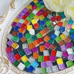 Mosaic Tiles for Crafts Blue Shine Assorted Color 50pcs Glass Glitter Mosaic Supplies Pieces Bulk Square Shape Home Decoration