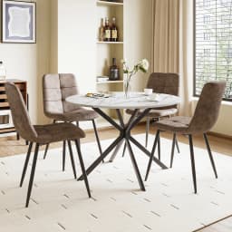 Dining Table and Chairs Set of 4, Folding Round Kitchen Table With Chairs for Dining Room,Kitchen