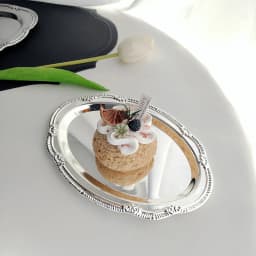 Vintage Embossed Silver Tray Serving Platter For Desserts Jewelry Storage Organizer Snack Plate Dining Table Decoration