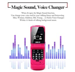 UNIWA J9 Mini Flip Phone with Push Button, Wireless Bluetooth Dialer, FM Magic Voice, Handsfree Earphone 2G Mini Phone For Kid
