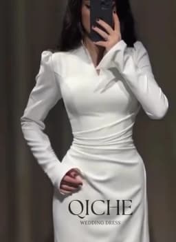 QICHE Modest Muslim Wedding Dresses High Collar Long Sleeves Bridal Gown Customized Saudi Dubai Modest Bride's Dresses 2026