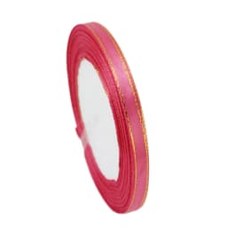 (25 Yards/roll) 6mm Gold Edged Single Face Satin Ribbon Wholesale Gift Packing Christmas Decoration Manual DIY Ribbons Fabric