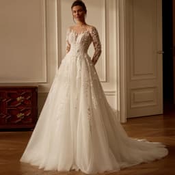 Charming Woman Bride Wedding Dress Robe De Mariee Customized Scoop Neck Beading Applique A Line Glitter Bridal Gown