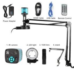 Yizhan HD 1080P Digital Electron Microscope 4K Ultra 2K HDMI Microscope USB VGA 150X Lens 5-100cm Working Distance Tripod Stand