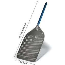12" Hard Anodized Perforated Pizza Peel Rectangle Pizza Turning Shovel Set Aluminum Pizza Peel Paddle 40cm Long Silicone Handle