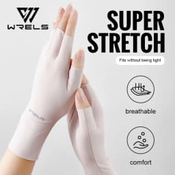 WRELS Fingerless Gloves Summer Sunscreen UV Protection Ice Silk Gloves Are UV Resistant Non Slip UPF50+ Fingerless Gloves