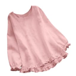 Women Round Neck Sweatshirts Solid Loose Casual Sweatshirt Ruffled Long Sleeve Tops Ladies Elegant Top Pullover Splice