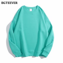 BGTEEVER Casual O-neck Loose Women Pullovers Spring Autumn Long Sleeve Basic Cotton Sweatshirts for Women