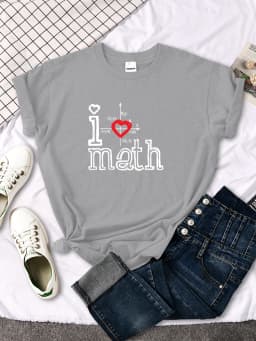 T-Shirts Women's I Love Math Letter Pattern Printed T-Shirt Women Casual Tees Oversize Soft Female t-Shirt Japan Style Tops