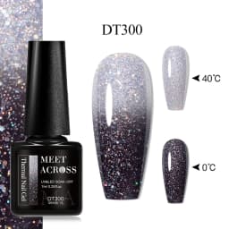 MEET ACROSS 7ml Glitter Sequins Thermal Gel Nail Polish 3 Layers Temperature Color Changing Semi Permanent UV Gel Varnish Nails