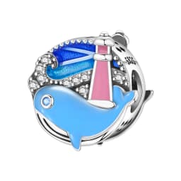 Blue Charm 925 Sterling Silver Ocean Pearls Betta Fish Pendant Birthday Party Gift for Women Bracelet Necklace DIY Beads Jewelry