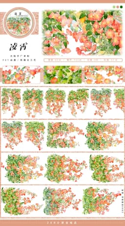 Jiangyueling #13 Rain Snow, Grass, sand, beach water, Ancient Style Scenic Collage pet Washi Tape