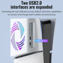 RGB Temperature Sensing Side-mounted Cooling Fan For PS5 Slim Digital/Disc Version 2 USB Ports Host Side Cooler For PS5 PRO