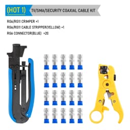 RG6 RG59 RG7 RG11 Wire Stripper Crimper Tool Kit Coaxial Cable Crimping Pliers Set With F BNC Compression Connectors