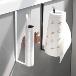 No-Punching Paper Roll Holder Towel Rack Cling Film Storage Bathroom Hanging Shelf Kitchen Tissue Accessories Organizer