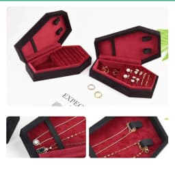 Velvets Jewelry Storage Box Coffin Shape Ring Necklace Earring Box Display Cases Desktop Decoration Jewelry Organizer