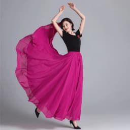 720 Degree Large Swing Dance Skirts Double-layer Chiffon Skirt Spring Summer Autumn High Waist Ethnic Style High-grade Skirts