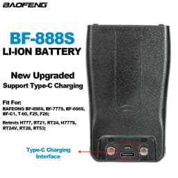 BAOFENG Walkie Talkie Battery BF-888S Type-C Battery for BF-666S BF-777S 888s BF-88E Compatible With H-777 H777 Walkie Talkie