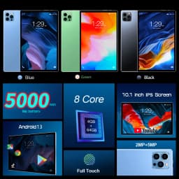 New 10.1 Inch Tablets Octa Core 4GB RAM 64GB ROM Android Phone Call Google Play Tablet Pc WiFi Bluetooth Type-C Android 13.0