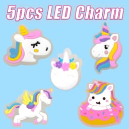 5PCS LED Shoe Charms Cats Dogs Unicorns Lighted Shoe Decorations Gamepad Cameras Diamond LED Pins for Women Girls Clog Buckles
