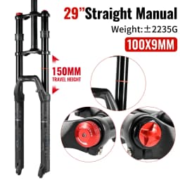 NanLio Dual Crown MTB Air Fork 27.5/29 Inch (2.5" Tire) - 150mm Travel, Rebound Adjust, 32mm 15/9x100mm for E-Bike & Downhill