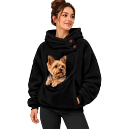 Women Casual Plush Solid Color Pet Pocket Half Zipper Hoodless Sweatshirt Funny Pullover Polyester Sweatshirt Women