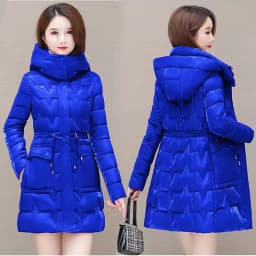 Winter New Style Women's Thickened Long Cotton Jacket Korean Version Slim Fit Washless Bright Surface down Cotton Coat Warm